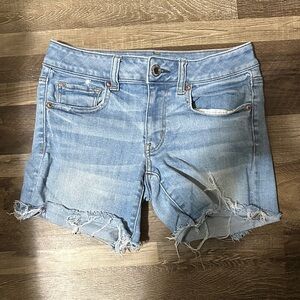 American Eagle Light Blue Distressed Jean Shorts